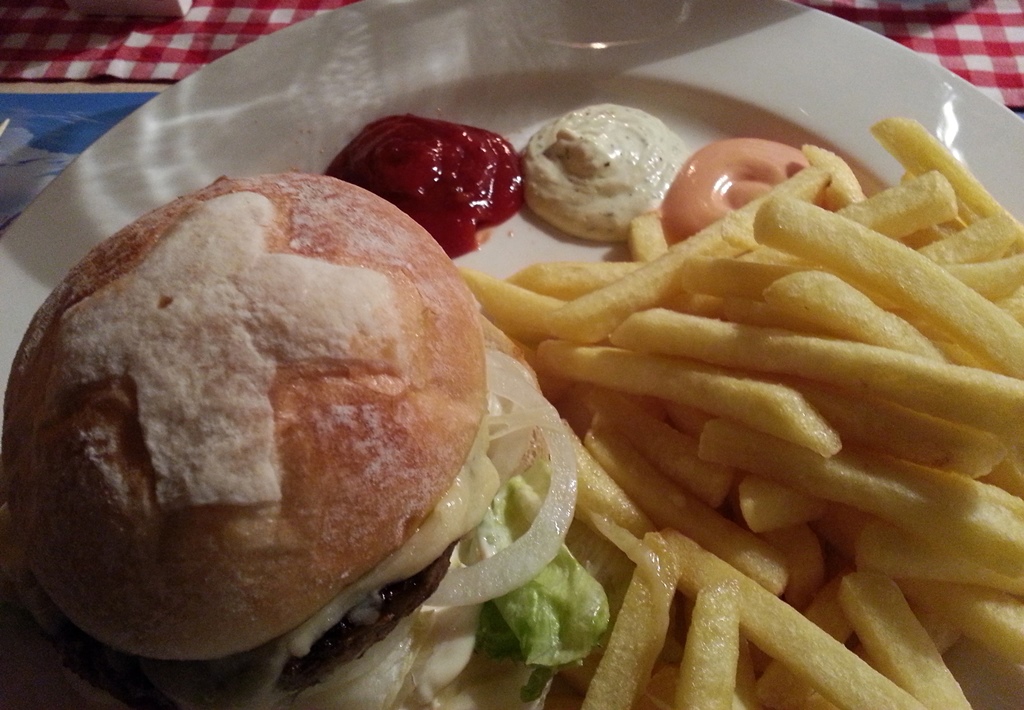 Swiss Burger and Fries